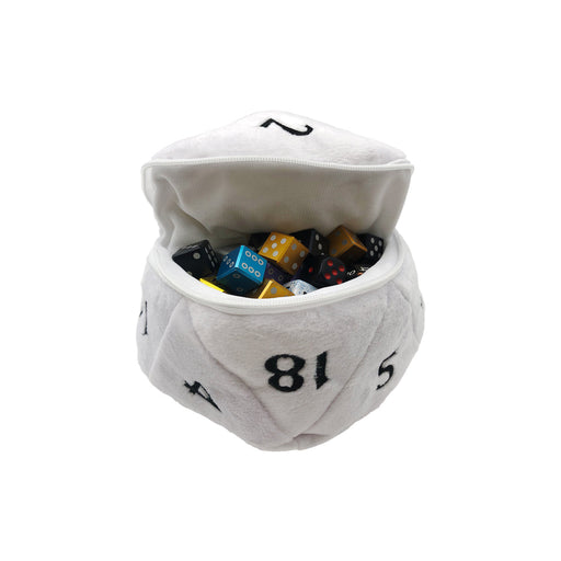 D20 Plush Dice Bag - White - Premium Accessories - Just $17.99! Shop now at Retro Gaming of Denver