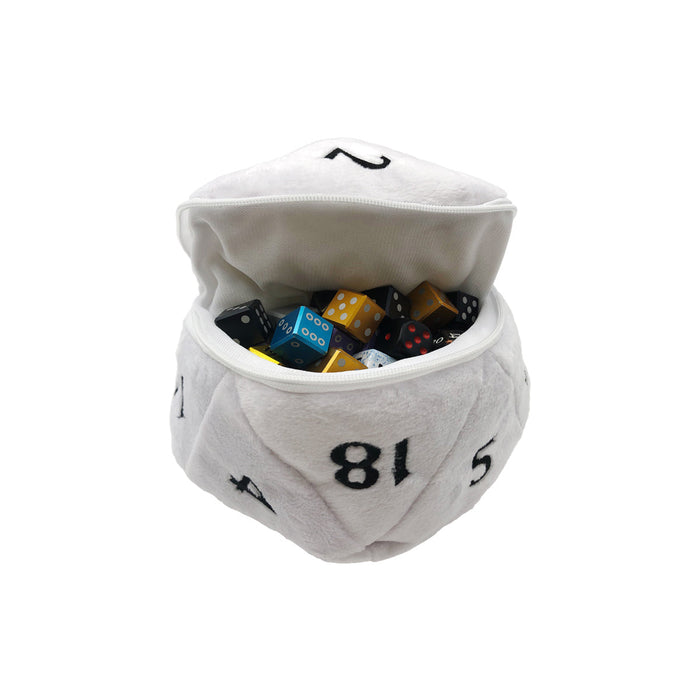 D20 Plush Dice Bag - White - Premium Accessories - Just $17.99! Shop now at Retro Gaming of Denver