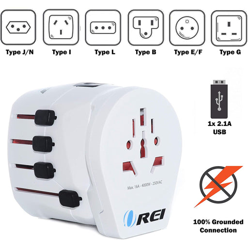World Travel Adapter Plug International- All in One- 1 USB- Compact Design (M8-PLUS) - Premium Travel adapter - Just $49.99! Shop now at Retro Gaming of Denver