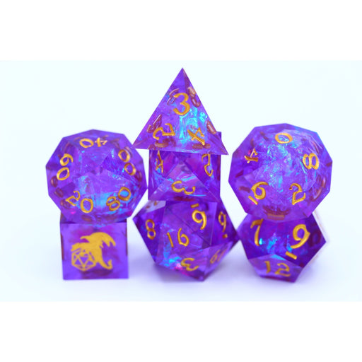 Captured Magic Hand Sanded Sharp Edge Resin - Purple - Premium Polyhedral Dice Set - Just $39.99! Shop now at Retro Gaming of Denver