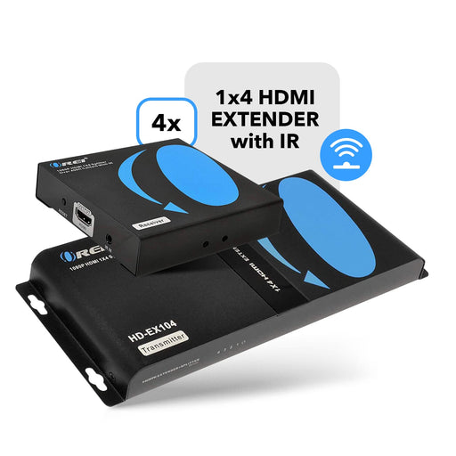 1x4 HDMI Extender Splitter Over CAT5/6 Up to 395 Feet at 1080p with IR Blaster & HDbitT Technology (HD-EX104) - Premium Extender - Just $349.99! Shop now at Retro Gaming of Denver