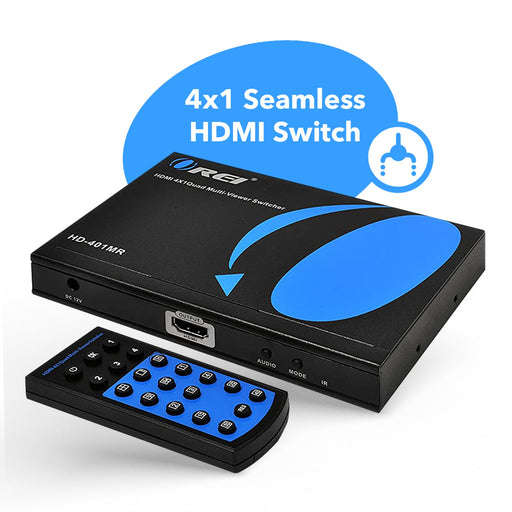 Quad Multi Viewer 4x1 Seamless HDMI Switch With HDMI Output Full HD 1080p (HD-401MR) - Premium  - Just $64.99! Shop now at Retro Gaming of Denver