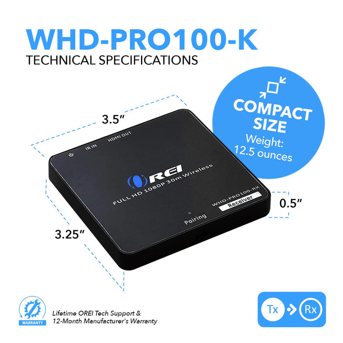 Wireless HDMI Extender Transmitter Dongle & Receiver @1080P up to 100 Feet (WHD-PRO100-K) - Premium Wireless Extender - Just $179.99! Shop now at Retro Gaming of Denver
