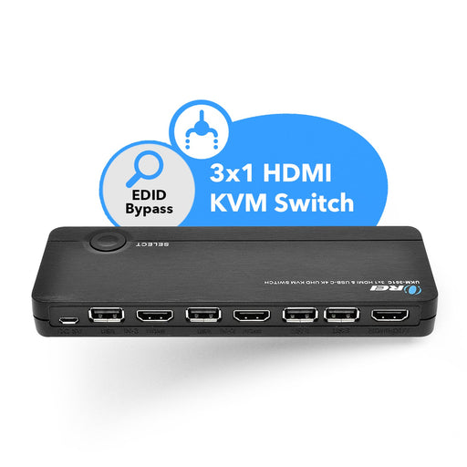 Ultra HD 4K 3x1 HDMI KVM Switch Keyboard & USB Peripheral Control (UKM-301C) - Premium HDMI Switches - Just $64.99! Shop now at Retro Gaming of Denver