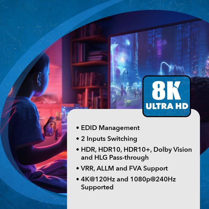 UltraHD 8K 2x2 HDMI Splitter : 2-in 2-out, EDID (BK-22) - Premium Splitter - Just $79.99! Shop now at Retro Gaming of Denver