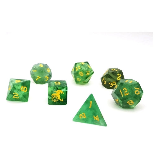 Dragon's Horde Gem Stone Polyhedral Dice Set - Green Fluorite - Premium Polyhedral Dice Set - Just $99.99! Shop now at Retro Gaming of Denver