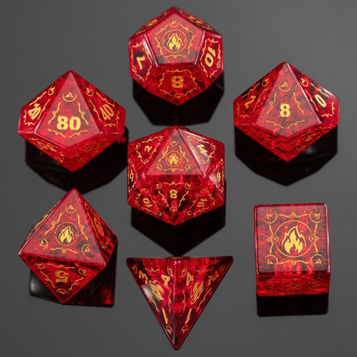 Dragon's Hoard Gem Stone Polyhedral Dice Set - Blast Ruby Glass - Premium Polyhedral Dice Set - Just $99.99! Shop now at Retro Gaming of Denver
