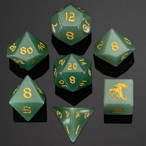 Dragon's Hoard Gem Stone Polyhedral Dice Set - Green Aventurine - Premium Polyhedral Dice Set - Just $89.99! Shop now at Retro Gaming of Denver
