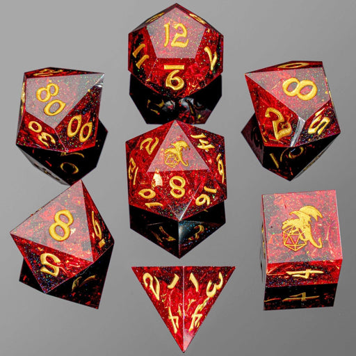 Captured Magic Hand Sanded Sharp Edge Resin - Red - Premium Polyhedral Dice Set - Just $39.99! Shop now at Retro Gaming of Denver