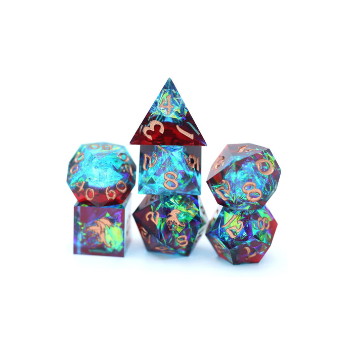 Captured Magic Hand Sanded Sharp Edge Resin - Blue Red - Premium Polyhedral Dice Set - Just $39.99! Shop now at Retro Gaming of Denver