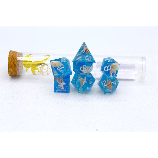 Captured Magic Hand Sanded Sharp Edge Resin - Sea Snail Inclusion - Premium Polyhedral Dice Set - Just $49.99! Shop now at Retro Gaming of Denver
