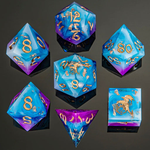 Captured Magic Hand Sanded Sharp Edge Resin - Storm Dragon - Premium Polyhedral Dice Set - Just $44.99! Shop now at Retro Gaming of Denver