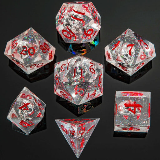 Captured Magic Hand Sanded Sharp Edge Resin Dice Set - Metal Ghost Skulls - Black - Premium Polyhedral Dice Set - Just $49.99! Shop now at Retro Gaming of Denver