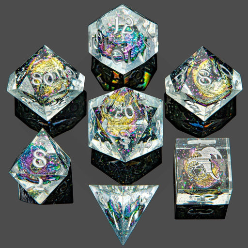 Captured Magic Hand Sanded Sharp Edge Resin Dice Set - Metal Chaotic Dragons - Premium Polyhedral Dice Set - Just $49.99! Shop now at Retro Gaming of Denver