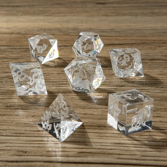 Captured Magic Hand Sanded Sharp Edge Resin - White Crystal - Premium Polyhedral Dice Set - Just $34.99! Shop now at Retro Gaming of Denver