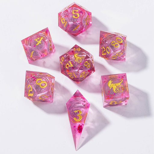 Captured Magic Liquid Core Hand Sanded Sharp Edge Resin - Pink - Premium Polyhedral Dice Set - Just $59.99! Shop now at Retro Gaming of Denver