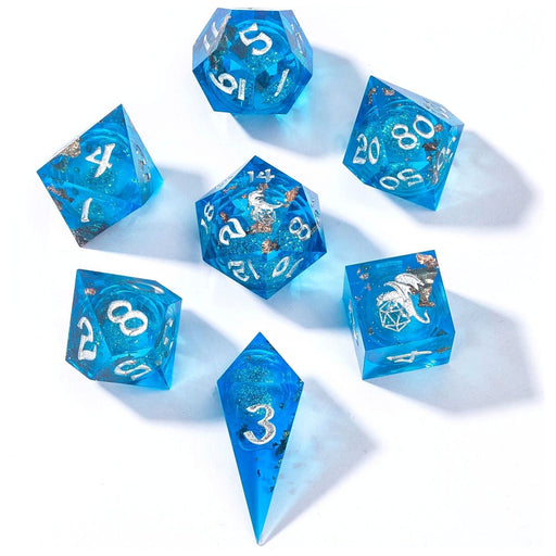Captured Magic Liquid Core Hand Sanded Sharp Edge Resin - Blue - Premium Polyhedral Dice Set - Just $59.99! Shop now at Retro Gaming of Denver