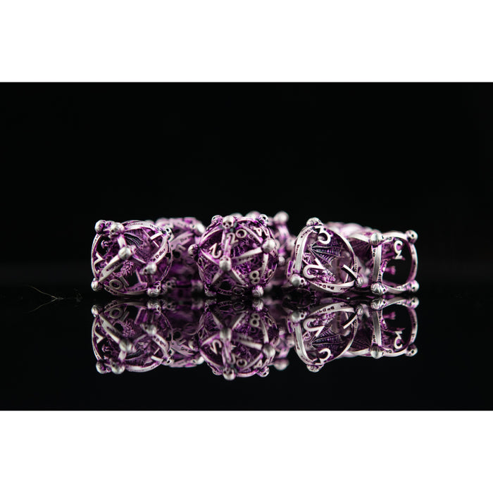 Draco Immortui Hollow Metal Dice Set - Purple and Silver - Premium hollow - Just $59.99! Shop now at Retro Gaming of Denver