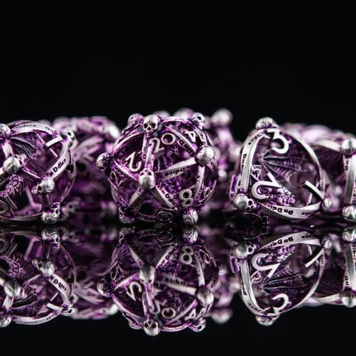 Draco Immortui Hollow Metal Dice Set - Purple and Silver - Premium hollow - Just $59.99! Shop now at Retro Gaming of Denver