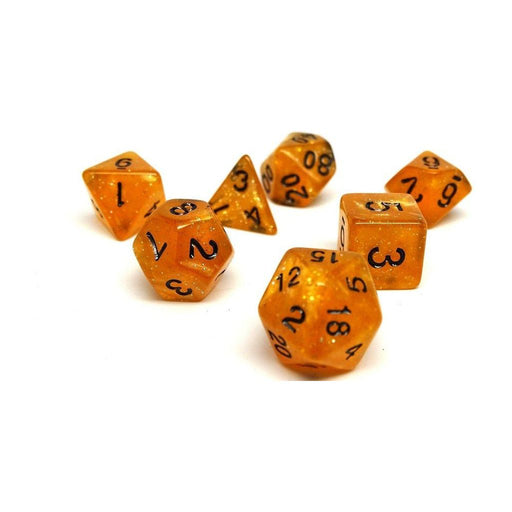 Translucent Amber Galaxy - 7 Piece Dice Collection - Premium 7 Piece Set - Just $10.95! Shop now at Retro Gaming of Denver