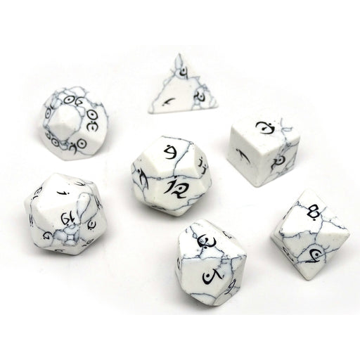 Stone Dice Collection - White Howlite - Elvenkind Font - Premium  - Just $79.95! Shop now at Retro Gaming of Denver