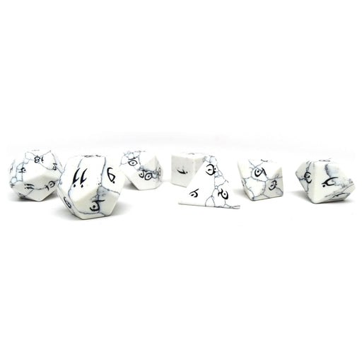 Stone Dice Collection - White Howlite - Elvenkind Font - Premium  - Just $79.95! Shop now at Retro Gaming of Denver