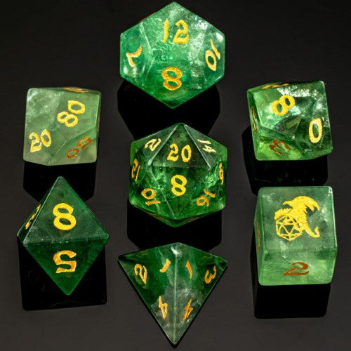 Dragon's Hoard Gem Stone Polyhedral Dice Set - Green Fluorite - Premium  - Just $99.99! Shop now at Retro Gaming of Denver