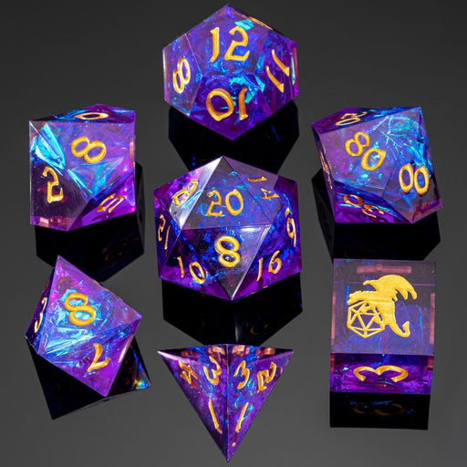 Captured Magic Hand Sanded Sharp Edge Resin - Purple - Premium Polyhedral Dice Set - Just $39.99! Shop now at Retro Gaming of Denver