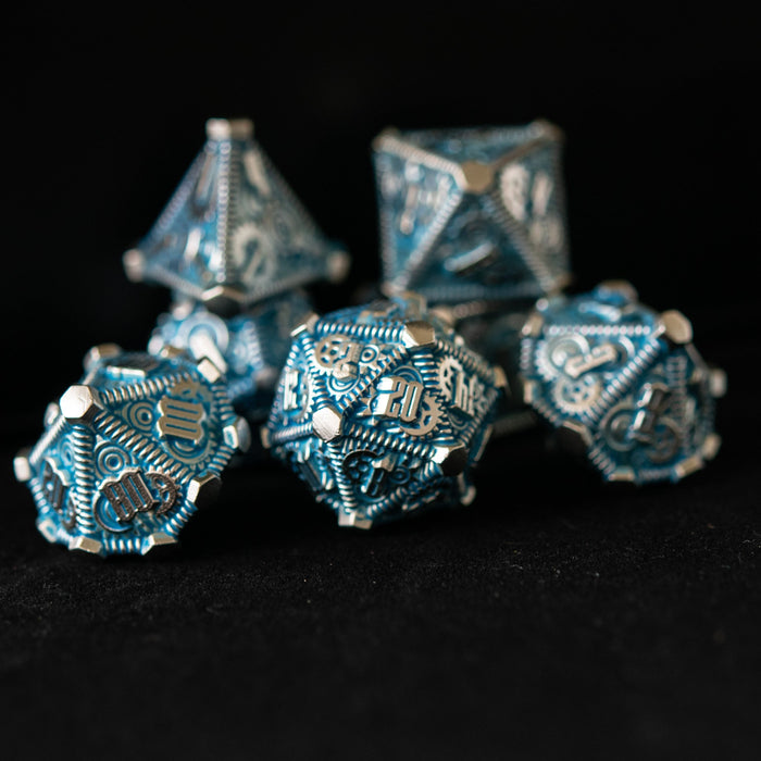 Aqua and Silver - Weird West Wasteland Metal Dice Set - Premium Metal - Just $39.99! Shop now at Retro Gaming of Denver