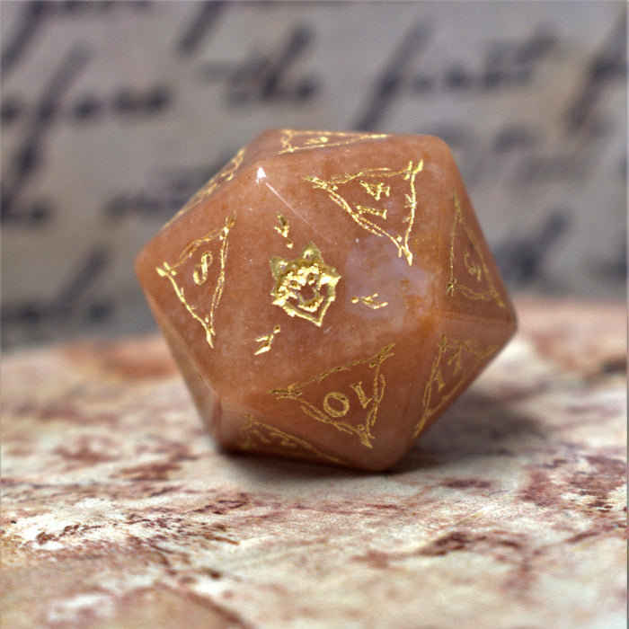 Fangs of Winter Red Aventurine Stone Dice Set - Premium Stone/Glass - Just $89.99! Shop now at Retro Gaming of Denver