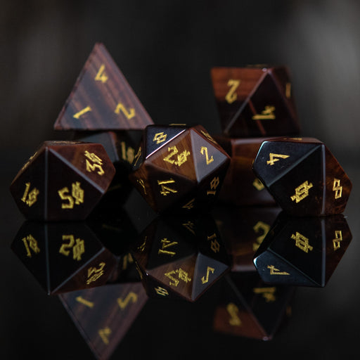 Red Tiger's Eye Stone Dice Set - Premium Stone/Glass - Just $89.99! Shop now at Retro Gaming of Denver
