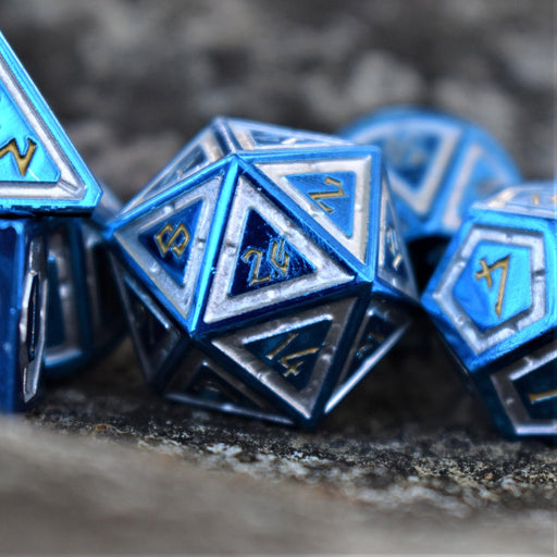 Cleric's Domain Blue And White Metal Dice Set - Premium Metal - Just $39.99! Shop now at Retro Gaming of Denver
