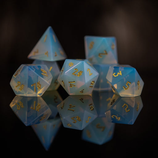 Opalite Stone Dice Set - Premium Stone/Glass - Just $89.99! Shop now at Retro Gaming of Denver