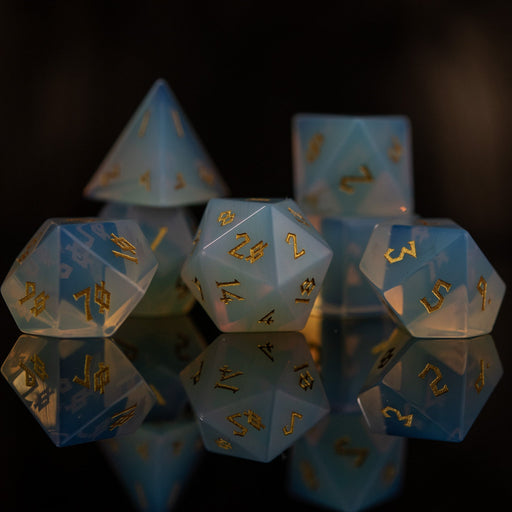 Opalite Stone Dice Set - Premium Stone/Glass - Just $89.99! Shop now at Retro Gaming of Denver