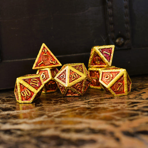 Ballad of the Bard Red and Gold Metal Dice Set - Premium Metal - Just $39.99! Shop now at Retro Gaming of Denver