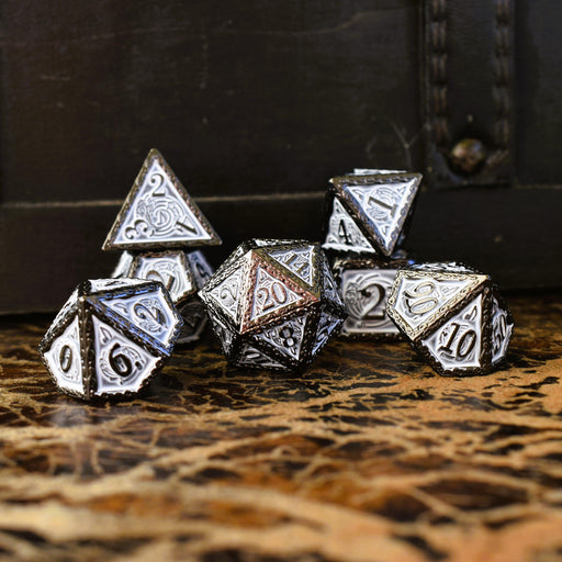 Ballad of the Bard Black and White Metal Dice Set - Premium Metal - Just $39.99! Shop now at Retro Gaming of Denver