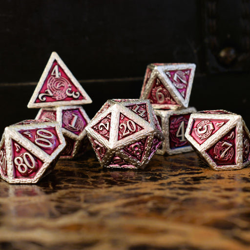 Ballad of the Bard Fuchsia and Silver Metal Dice Set - Premium Metal - Just $39.99! Shop now at Retro Gaming of Denver