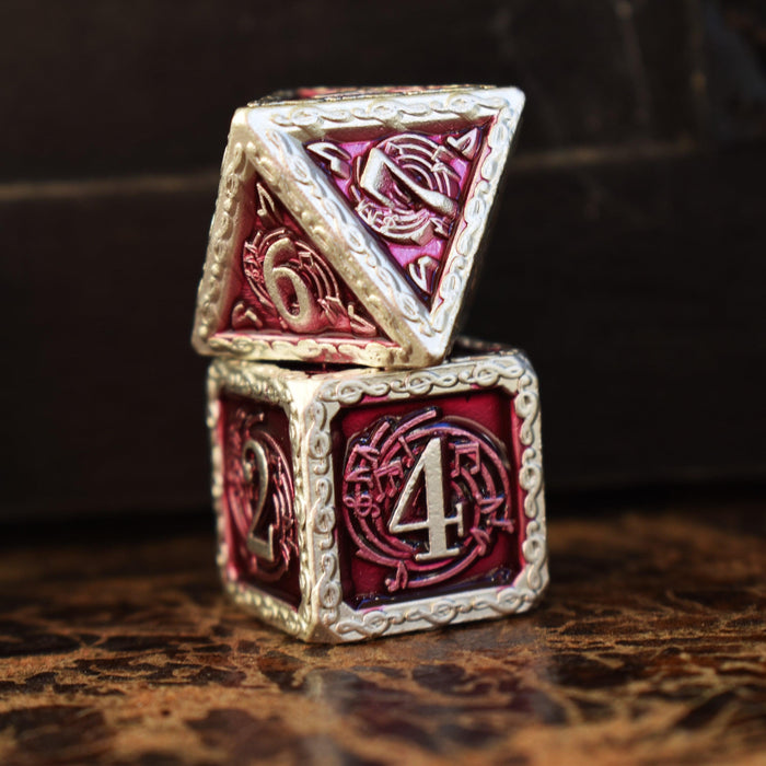 Ballad of the Bard Fuchsia and Silver Metal Dice Set - Premium Metal - Just $39.99! Shop now at Retro Gaming of Denver