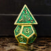 Ballad of the Bard Green and Gold Metal Dice Set - Premium Metal - Just $39.99! Shop now at Retro Gaming of Denver