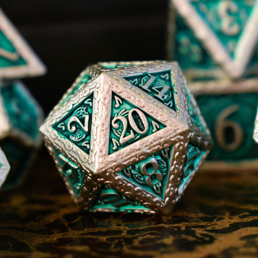 Ballad of the Bard Green and Silver Metal Dice Set - Premium Metal - Just $39.99! Shop now at Retro Gaming of Denver