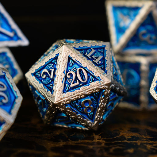 Ballad of the Bard Blue and Silver Metal Dice Set - Premium Metal - Just $39.99! Shop now at Retro Gaming of Denver