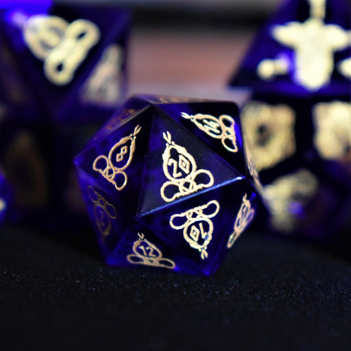 Serpent of Midgard Blue Glass Dice Set - Premium Stone/Glass - Just $89.99! Shop now at Retro Gaming of Denver