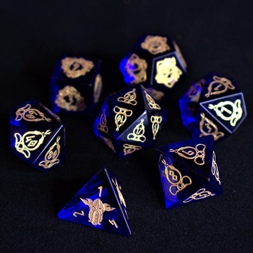 Serpent of Midgard Blue Glass Dice Set - Premium Stone/Glass - Just $89.99! Shop now at Retro Gaming of Denver