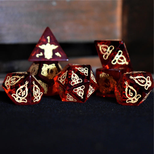 Serpent of Midgard Red Glass Dice Set - Premium Stone/Glass - Just $89.99! Shop now at Retro Gaming of Denver