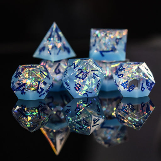 Ice Storm Sharp-Edged Resin Dice Set - Premium Resin - Just $39.99! Shop now at Retro Gaming of Denver