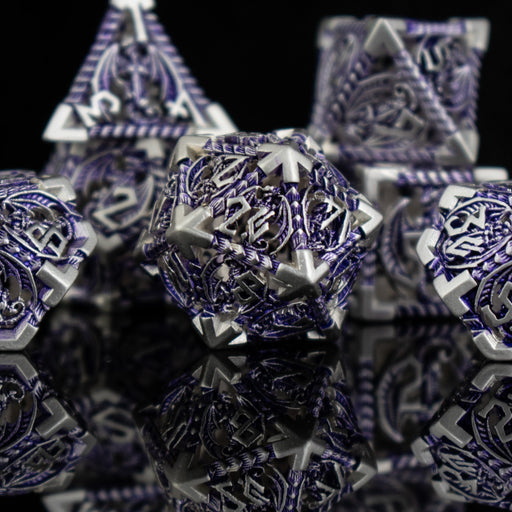 Dragonguard Hollow Metal Dice Set - Purple and Silver - Premium hollow - Just $59.99! Shop now at Retro Gaming of Denver