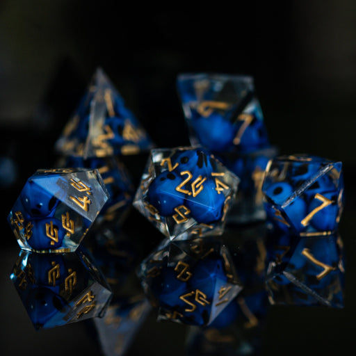 Corpse Blue and Gold Sharp-Edged Resin Dice Set - Premium Resin - Just $39.99! Shop now at Retro Gaming of Denver