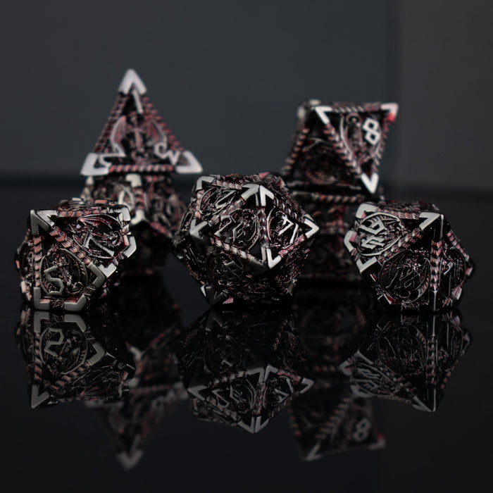 Dragonguard Hollow Metal Dice Set - Crimson and Shadow - Premium hollow - Just $59.99! Shop now at Retro Gaming of Denver