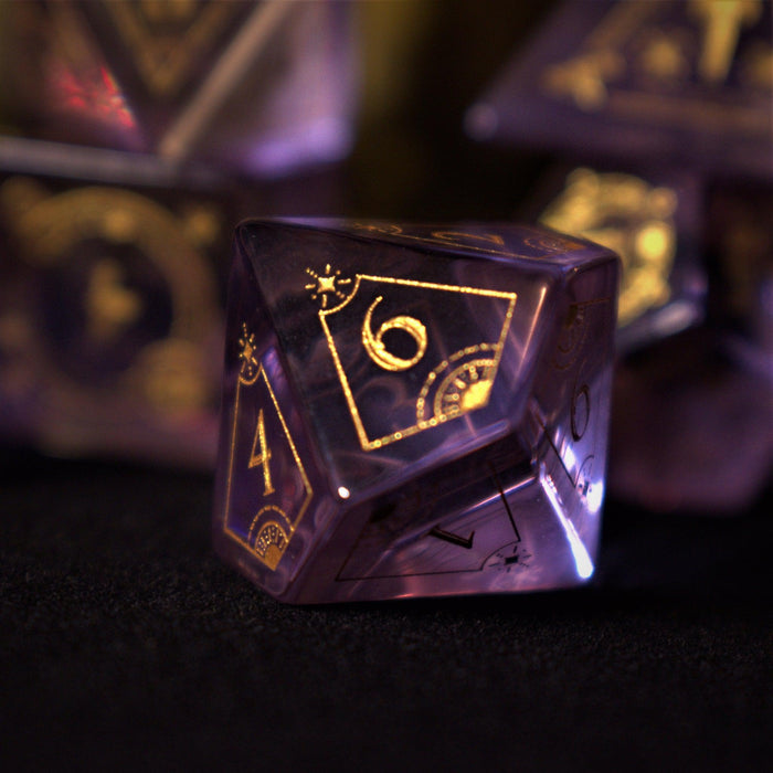 Fabled Mark Purple Glass Dice Set - Premium Stone/Glass - Just $89.99! Shop now at Retro Gaming of Denver