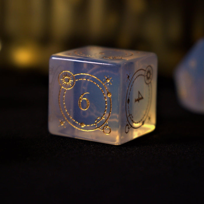Fabled Mark Opalite Stone Dice Set - Premium Stone/Glass - Just $89.99! Shop now at Retro Gaming of Denver